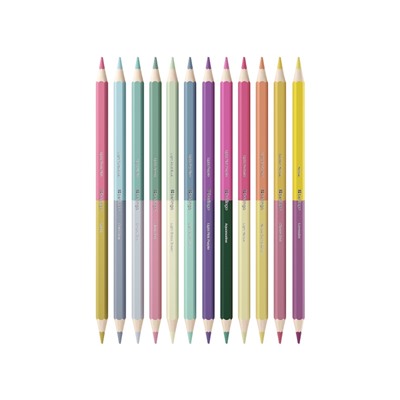 Карандаши 12шт 24цв Berlingo "SuperSoft. Pastel" шестигран,двусторонние,заточ,европод
