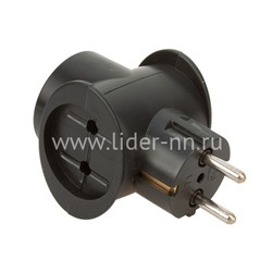 Разветвитель сетевой Perfeo "RU POWER" 3 гнезда; 16A; 1гн/з; 2гн/бз (черный) 3Т1