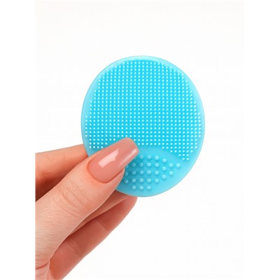 Щётка для умывания «Овал», на присоске, 6.3×5.2 см, голубая