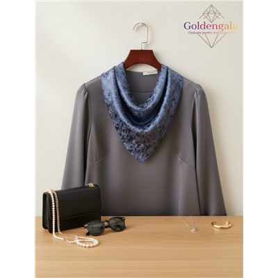 Платок однотонный из натурального шелка синий Арт В1051/02