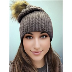 Женская теплая шапка премиум класса Арт1