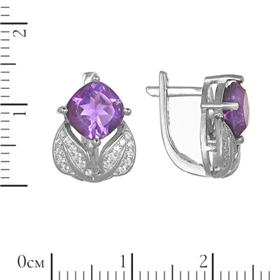 Серьги 'Младица' с аметистом и фианитами ТГСК.773АМ2.32