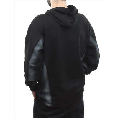 2649 BLACK/GRAY Толстовка мужская (75% хлопок, 20% полиэстер, 5% спандекс)