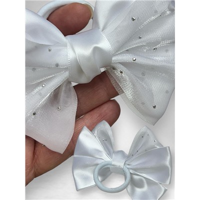 Бантик на эластичной резинке белый 6 шт Арт 6