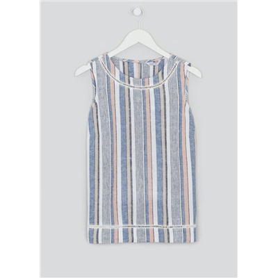 Stripe Sleeveless Linen Top