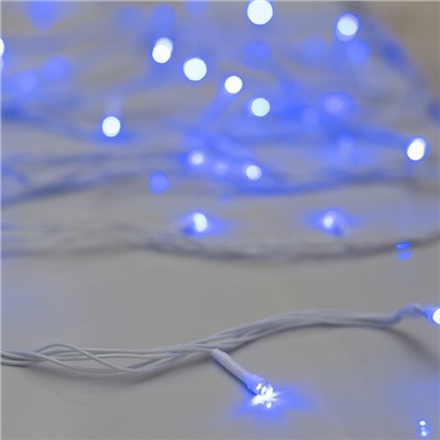 УЦЕНКА Гирлянда «Нить», 10 м, IP20, 100 LED, 220 В, 8 режимов, белая нить, свечение синее