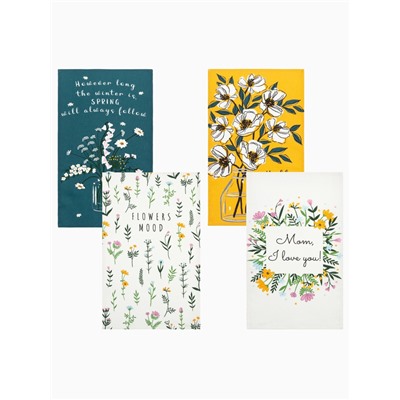Набор кухонных полотенец Доляна Hello spring, 35×60 см -4 шт., 100% хлопок, вафля 160 г/м²