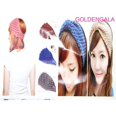 Повязка теплая вязанная на голову ширина 12 см Арт 1 тип 4