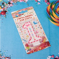 Свеча для торта Цифра Happy "1" 6*4 см, красный