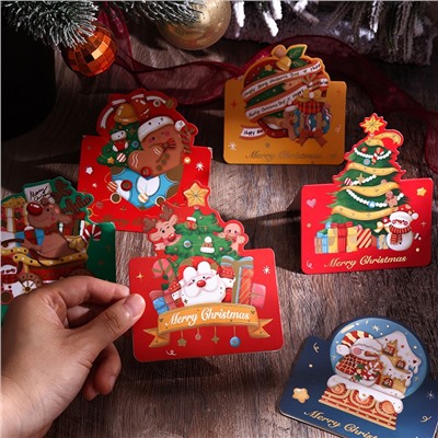 Набор новогодних складных настольных открыток 8 штук