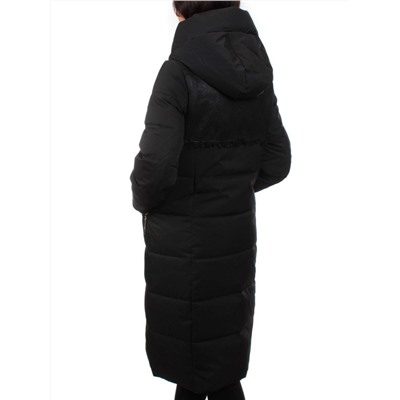 23-636 BLACK Пальто зимнее женское (холлоффайбер 150 гр., искусственная дубленка)