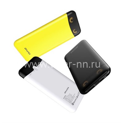 Портативное ЗУ (Power Bank) 10000mAh (AWEI P68K) USB/Type-C/2.1A (белый)
