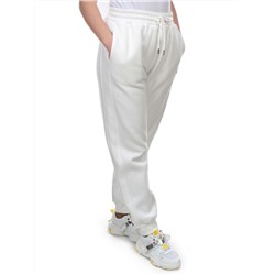M043 WHITE Брюки спортивные женские на флисе (100% хлопок) 7986