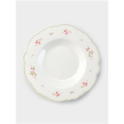 Тарелка глубокая WY Spring flowers, 220 мл, d=21.5 см, фарфор, белая