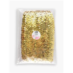 Тесьма декоративная с пайетками, на резинке, 2 см, 9±0.5 м, цвет золотой