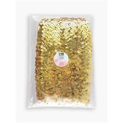 Тесьма декоративная с пайетками, на резинке, 2 см, 9±0.5 м, цвет золотой