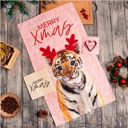 Новогодний подарочный набор кухонный Merry Xmas подставка, полотенце, формочка