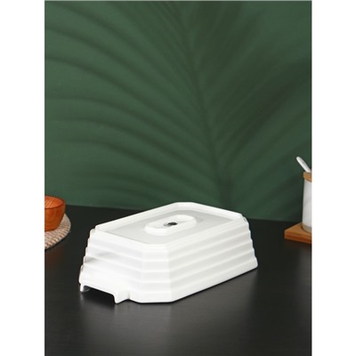 Форма для запекания BellaTenero, 1 л, 25.6×14.9×6.2 см, с бамбуковой крышкой, керамика, белая