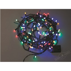 Электрогирлянда уличная "Карнавал" 100 разноцветных матовых LED огней, черный провод, 8 режимов мигания, 9,5 м