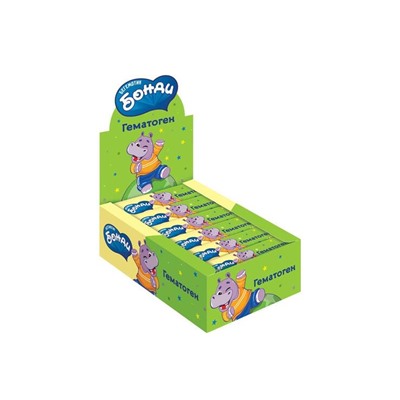 «Бегемотик Бонди», гематоген, 40 г (упаковка 18 шт)