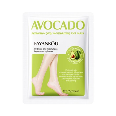 Питательная маска-носочки для ног с маслом авокадо FAYANKOU Avocado petroleum jelly moisturizing foot mask, 35 гр
