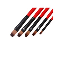 Набор кистей нейлон 5 штук, закругленные, плоские