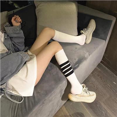 Net red tide brand TB four bar gray AB calf socks all cotton over socks sock socks Japanese jk girl wind socks