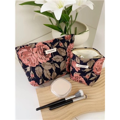 Capacious cloth, organizer bag, cosmetic bag, retro elegant liner, polyester, high-quality style
