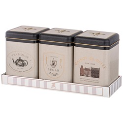 НАБОР ЕМКОСТЕЙ ДЛЯ ХРАНЕНИЯ "ENGLISH BREAKFAST" ИЗ 3-Х ШТУК, 10,5Х10,5Х16 СМ, 1,7Л