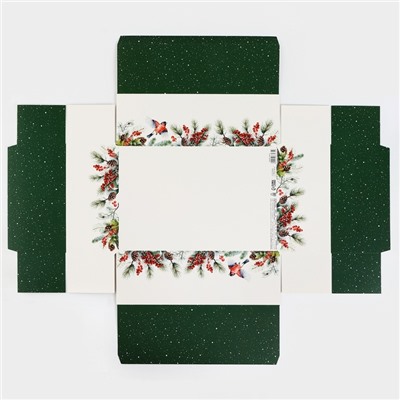 Коробка подарочная новогодняя складная «Снегири», 30×20×9 см