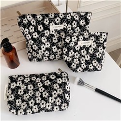 Capacious cosmetic bag, organizer bag to go out, handheld small clutch bag, liner, floral print