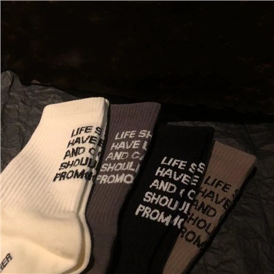 Tide, demi-season heel sticker, trend knee socks, increased thickness, English, mid-length, internet celebrity