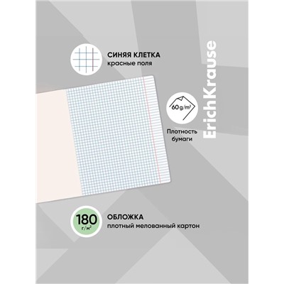 Тетрадь 12 листов в клетку ErichKrause «Классика», обложка мелованный картон, зелёная