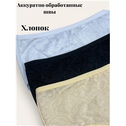 Трусы женские слипы Хлопок большие размеры, набор 3 шт, Арт 1912/12А