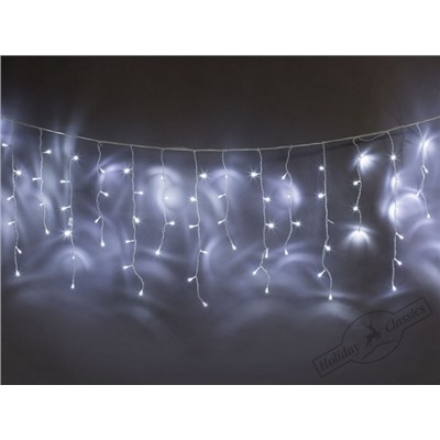 Электрогирлянда уличная "Сосульки" 100 белых LED огней, зеленый провод, с коннектором, 20 нитей, 3,5 м