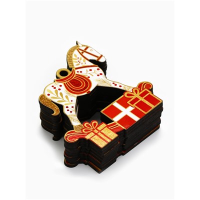 Ёлочная игрушка деревянная «Новогодний конь», набор 10 шт.