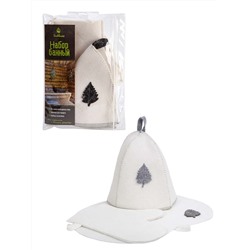 Набор для бани в косметичке (шапка,рукавица,коврик), войлок