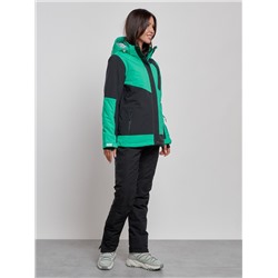Горнолыжный костюм женский зимний зеленого цвета 02306Z