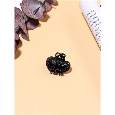 Крабик для волос «Чёрные кружева», крыло бабочки, 2 см, чёрный