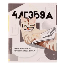 Тетрадь предметная Calligrata «Животные мемы», 36 листов в клетку Алгебра, со справочным материалом, обложка мелованная бумага, блок №2 (серые листы)