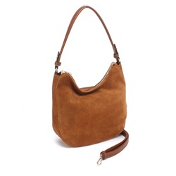 Сумка женская натуральная замша ADEL-208-690/2в/ММ (отделка ИСК/КОЖА),  1отд+еврокарман,  плечевой ремень,  коричневая mpl 265553