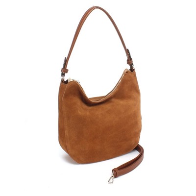 Сумка женская натуральная замша ADEL-208-690/2в/ММ (отделка ИСК/КОЖА),  1отд+еврокарман,  плечевой ремень,  коричневая mpl 265553