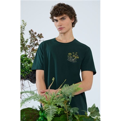 T-shirt bawełniany męski z domieszką elastanu z kolekcji Together For Nature  kolor zielony