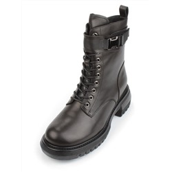 04-M2-592 BLACK Ботинки зимние женские (натуральная кожа, натуральный мех)