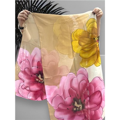 Шарф шифоновый с цветочным рисунком 3D Арт М52/10