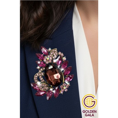 Брошь крупная с кристаллами БР4/3 модель 2