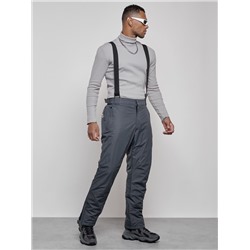 Полукомбинезон утепленный мужской зимний горнолыжный темно-серого цвета 7507TC