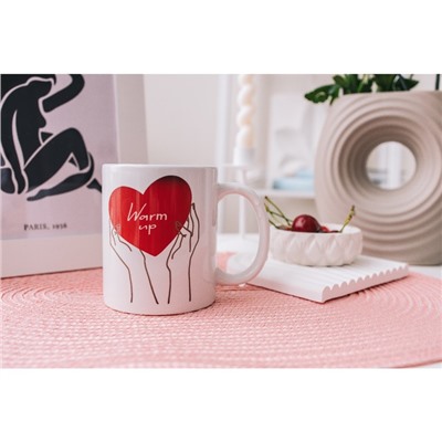 Кружка - хамелеон Доляна Warm up, 350 мл, керамика, белая