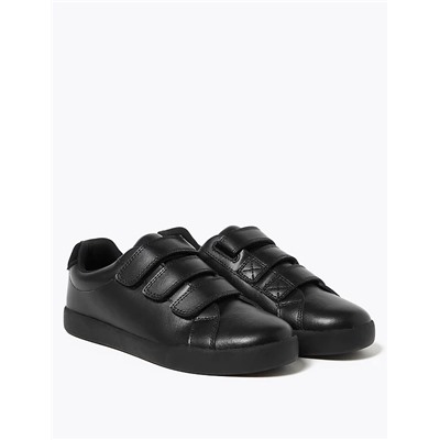 Kids' Leather Riptape School Shoes (13 Small- 9 Large)