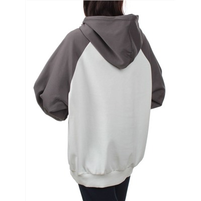 3255 GRAY/WHITE Худи женское (95% хлопок, 5% эластан)